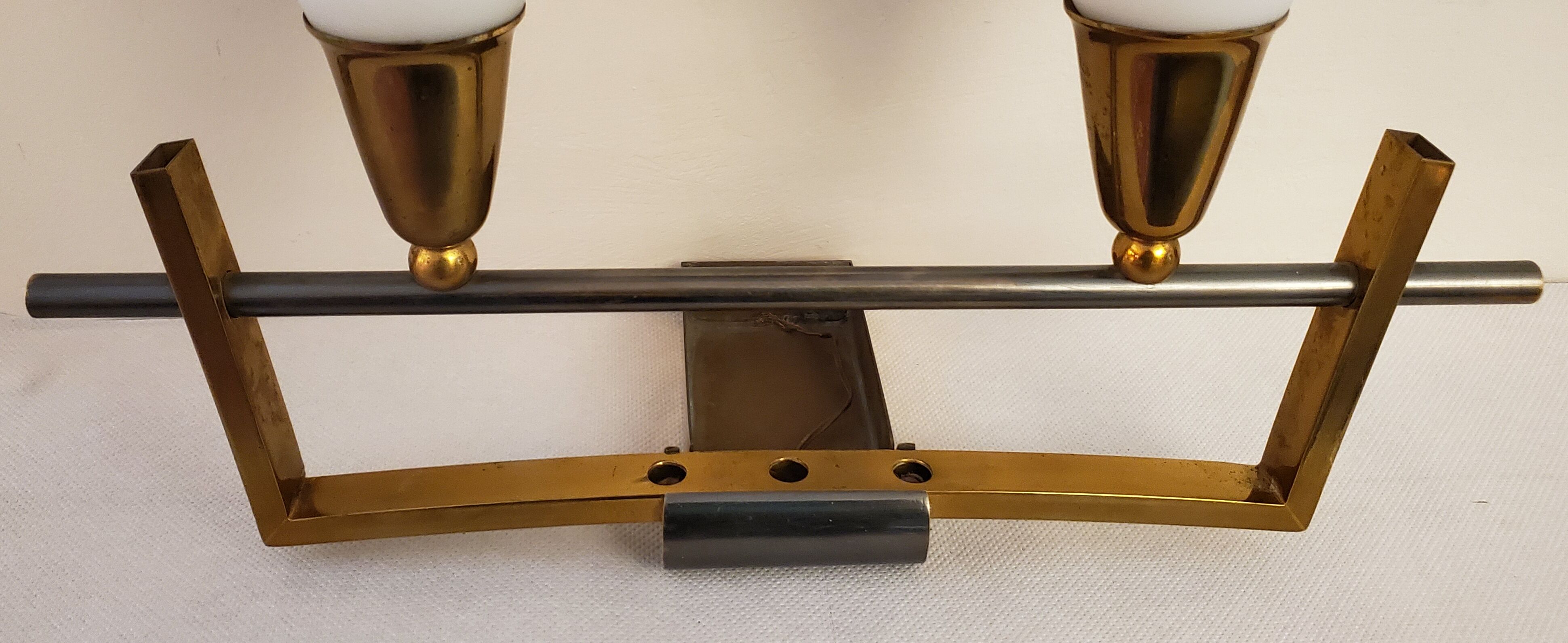 Brass and art deco opaline