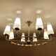 Large Vintage Italian Pendant Light, 1950s, Brass Glass