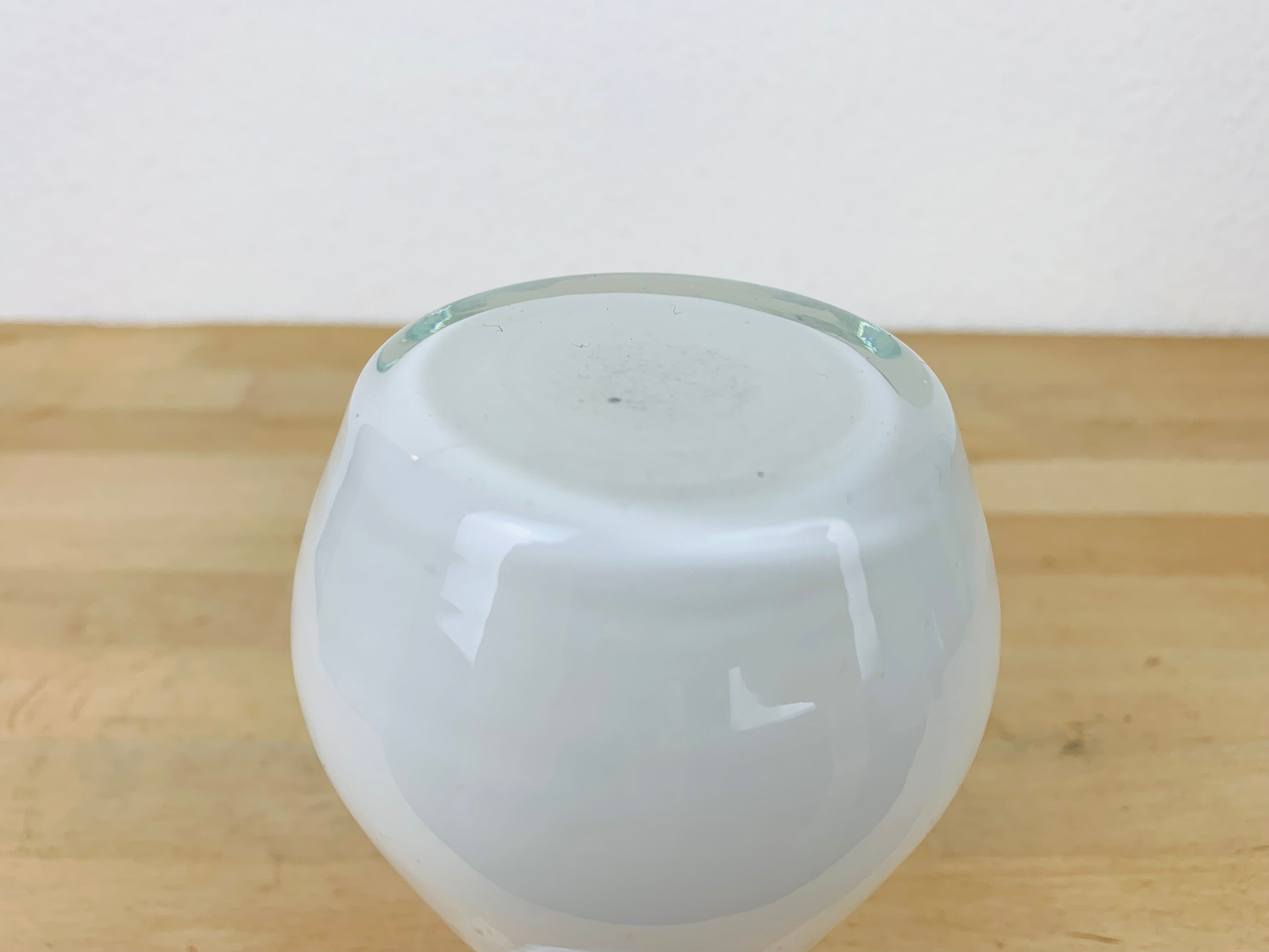 Tarnowiec flat neck vase in vintage white glass