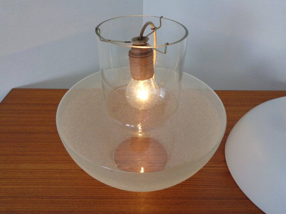 Two-Piece Opal Glass Table Ball Lamp, Italy, 1960s