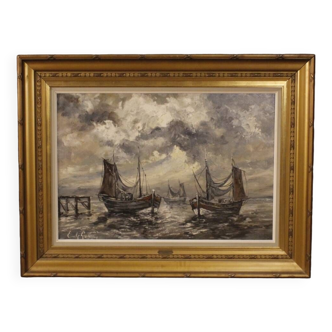 Great seascape from the 20th century signed Emile Lammers