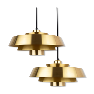 Pair of vintage pendants Nova by Jo Hammerborg, Fog og Mørup, Denmark, 1963