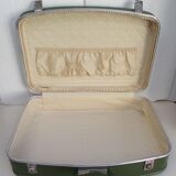 Valise hotesse de l'air vinyle vert vintage