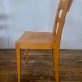 Set of 4 vintage bistro chairs in light wood
