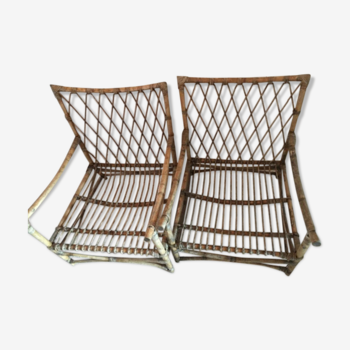 Pair of rattan armchair