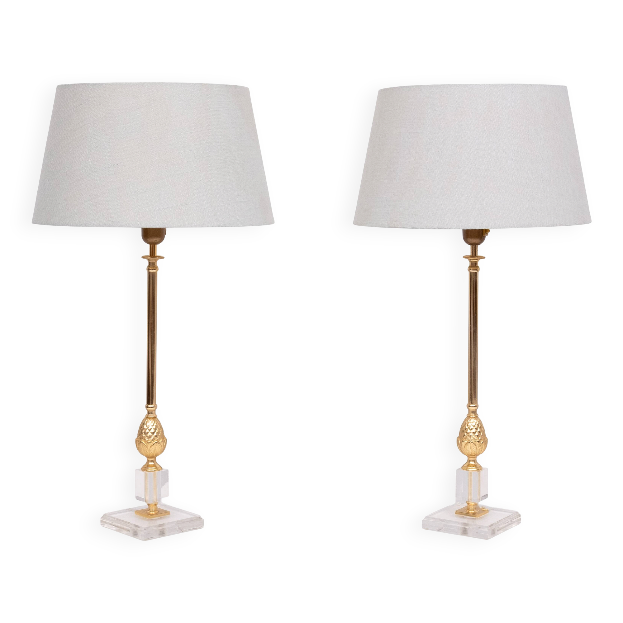 pair elegant Hollywood Regency pineapple Table lamps Denmark 1970s