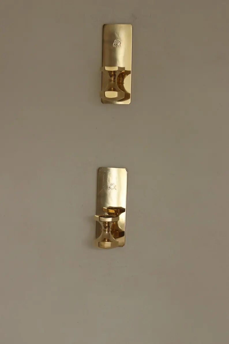 Pair of swedish brass sconces by gusum 1991