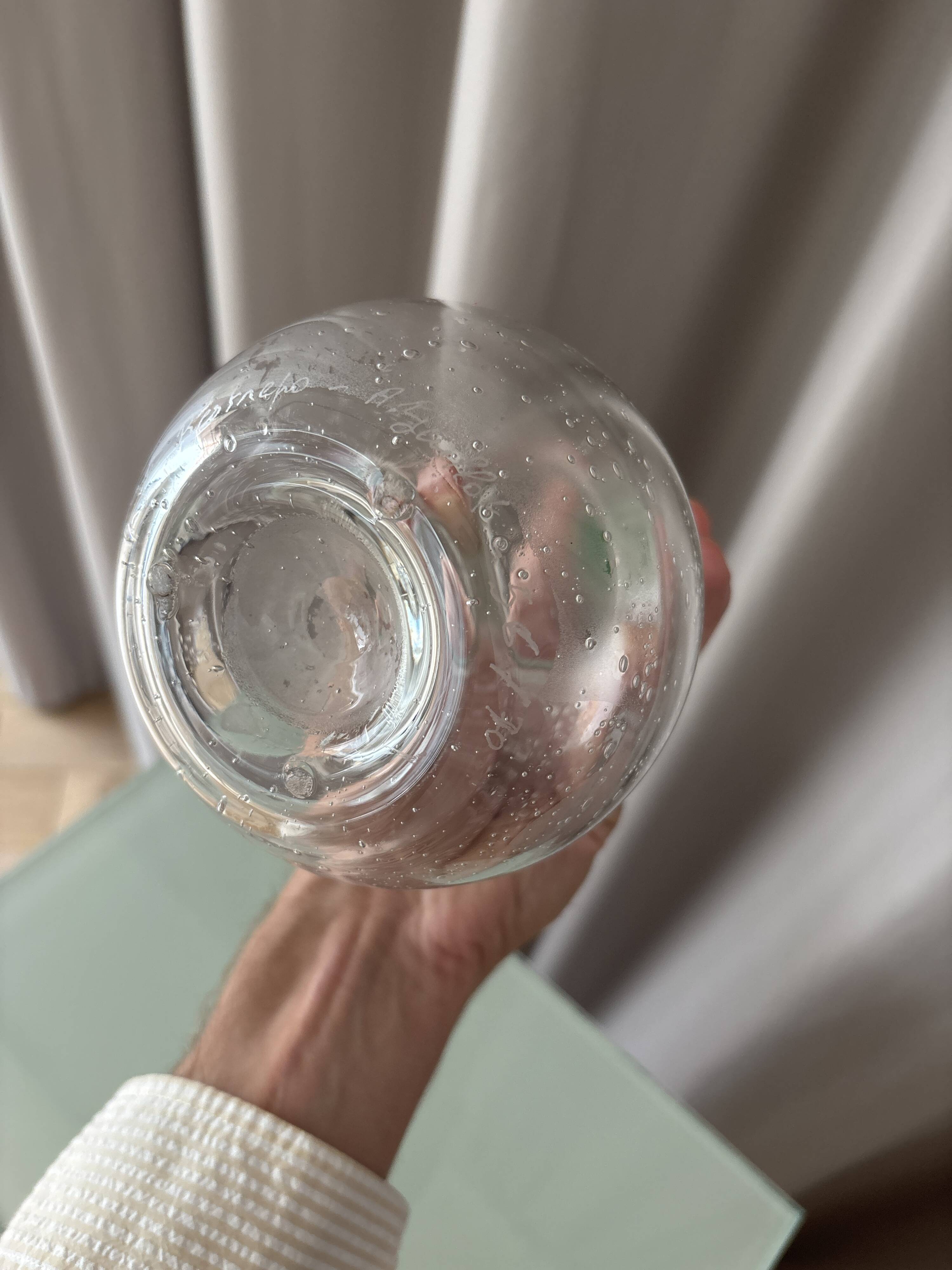Superb signed blown glass carafe.