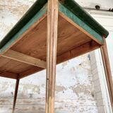 Vintage farm table with spindle legs.