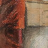 Aquarelle scène d'intérieur signée