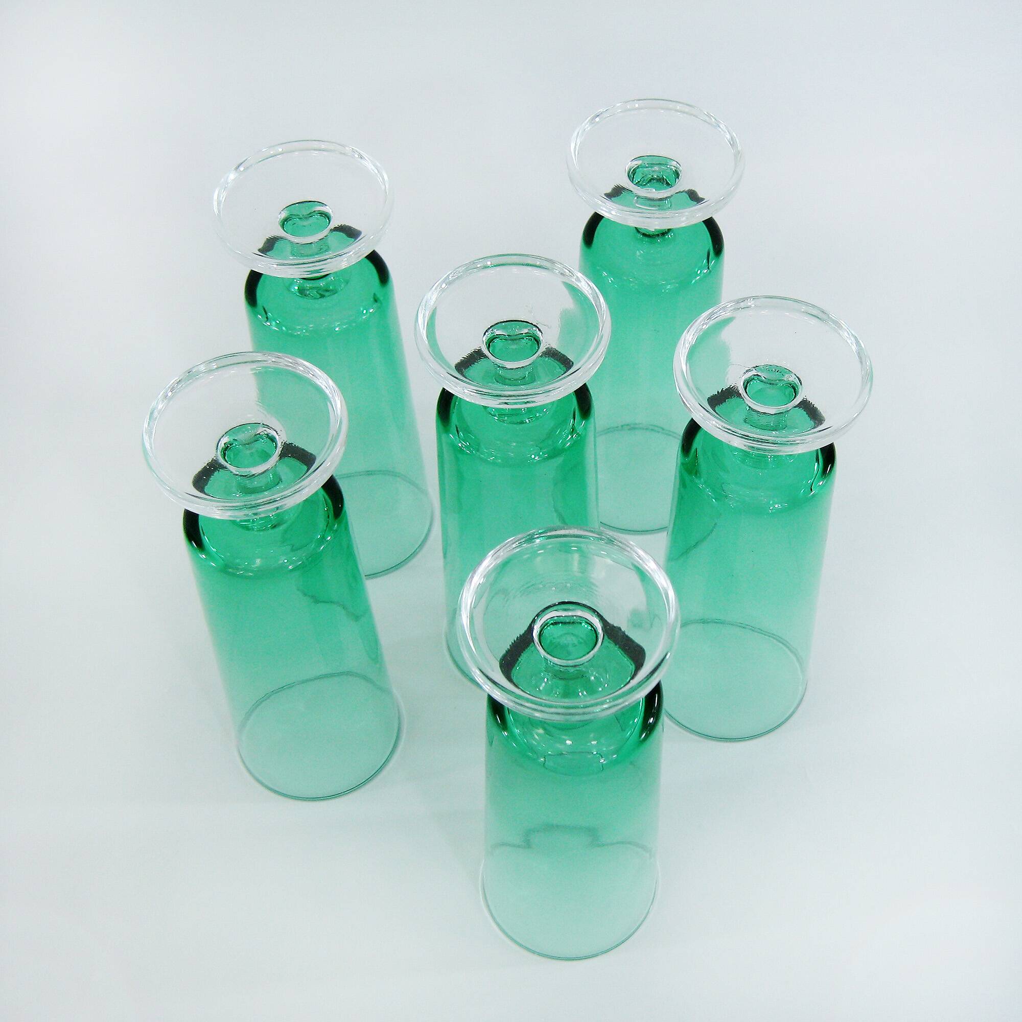 6 vintage mint green champagne flutes - Luminarc Arcoroc France