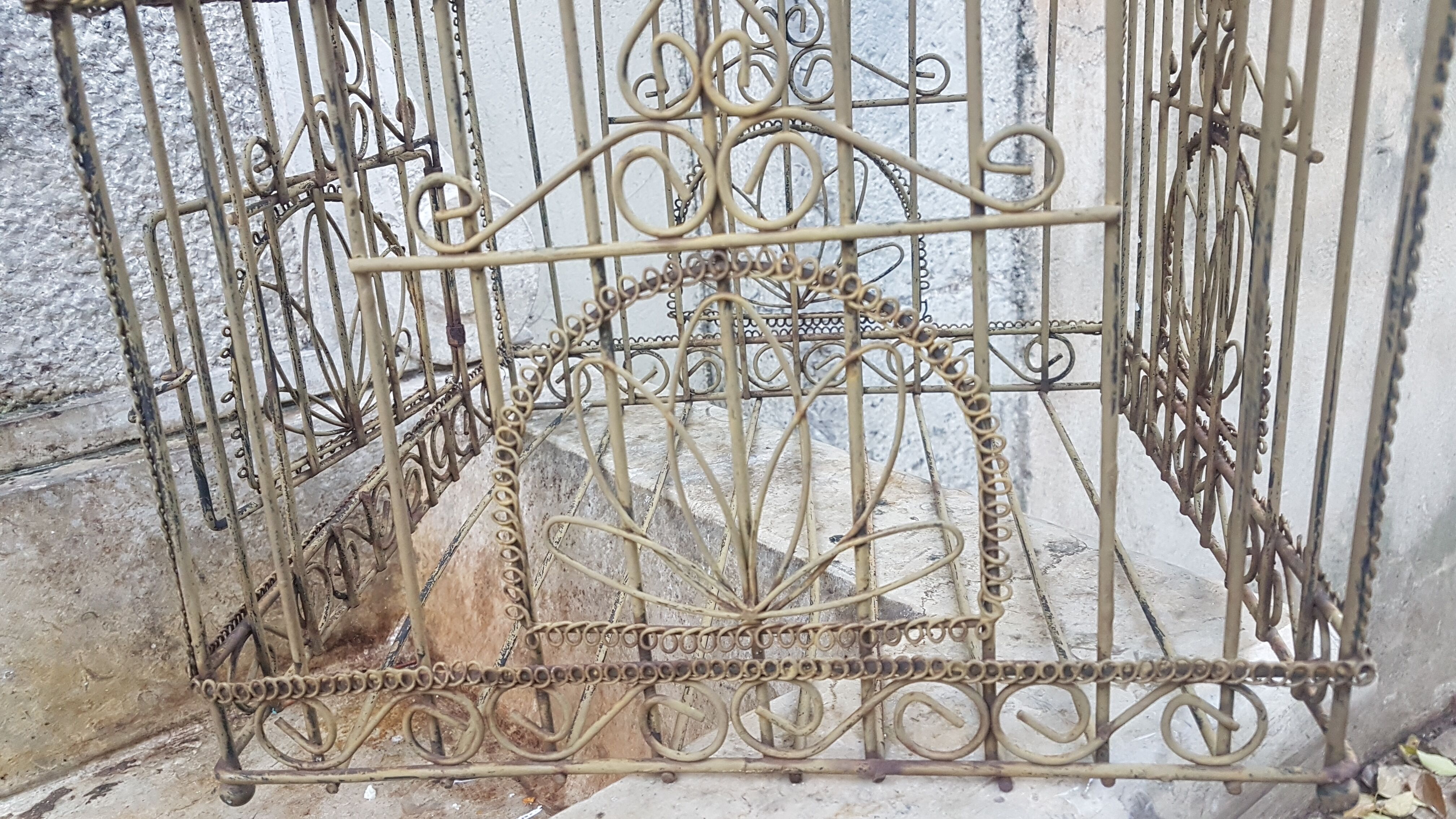 Painted old-bird cage in scrap