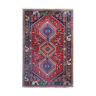 Traditional oriental wool carpet hand made red blue area rug- 83x127cm