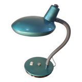 Italian design desk lamp, green metal, Fase style, 1970s, adjustable, flexible
