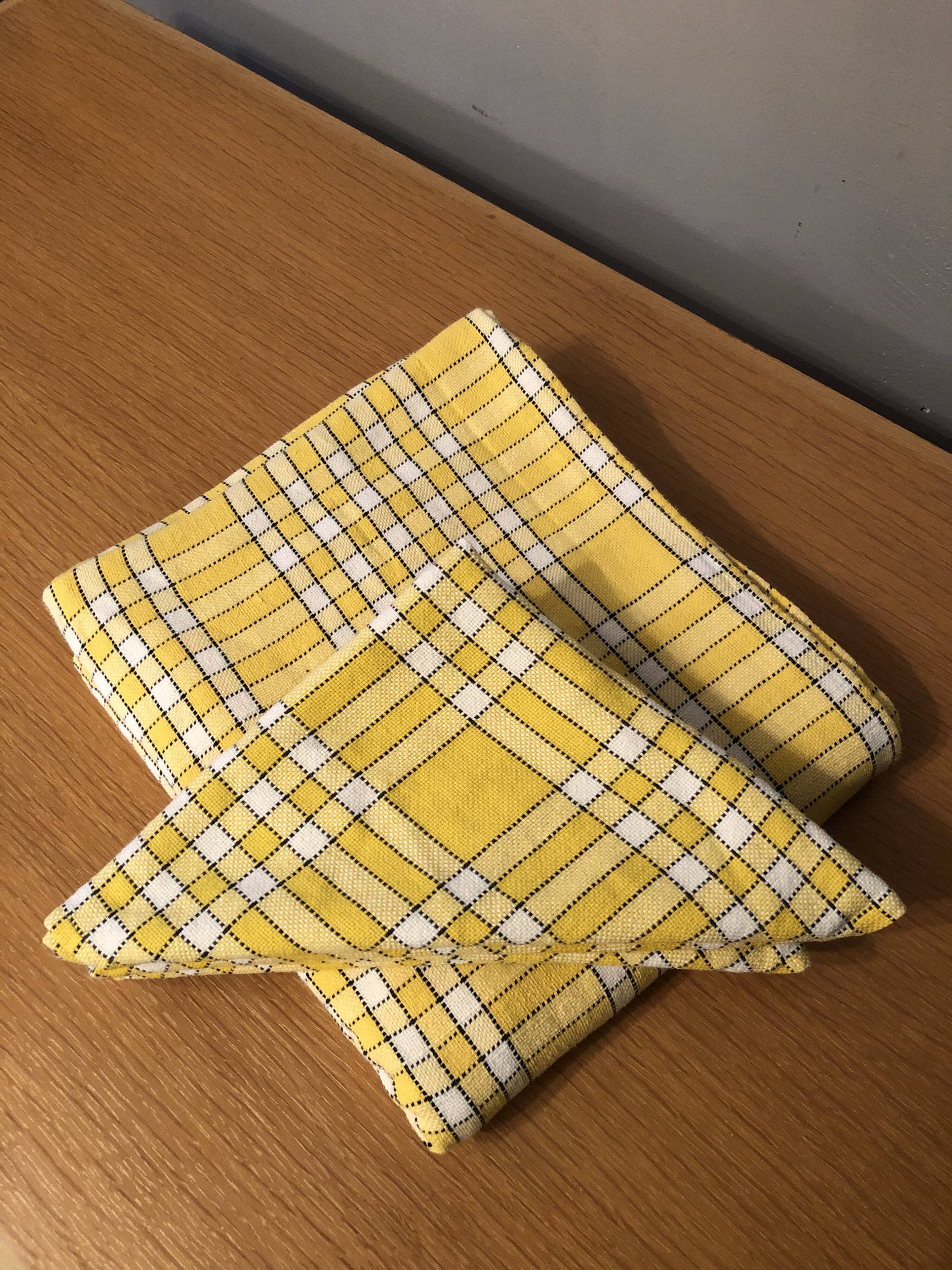 Vintage vichy tablecloth and 4 matching towels