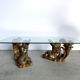 Vintage gilt wood mermaid coffee table, 1960s - Italy