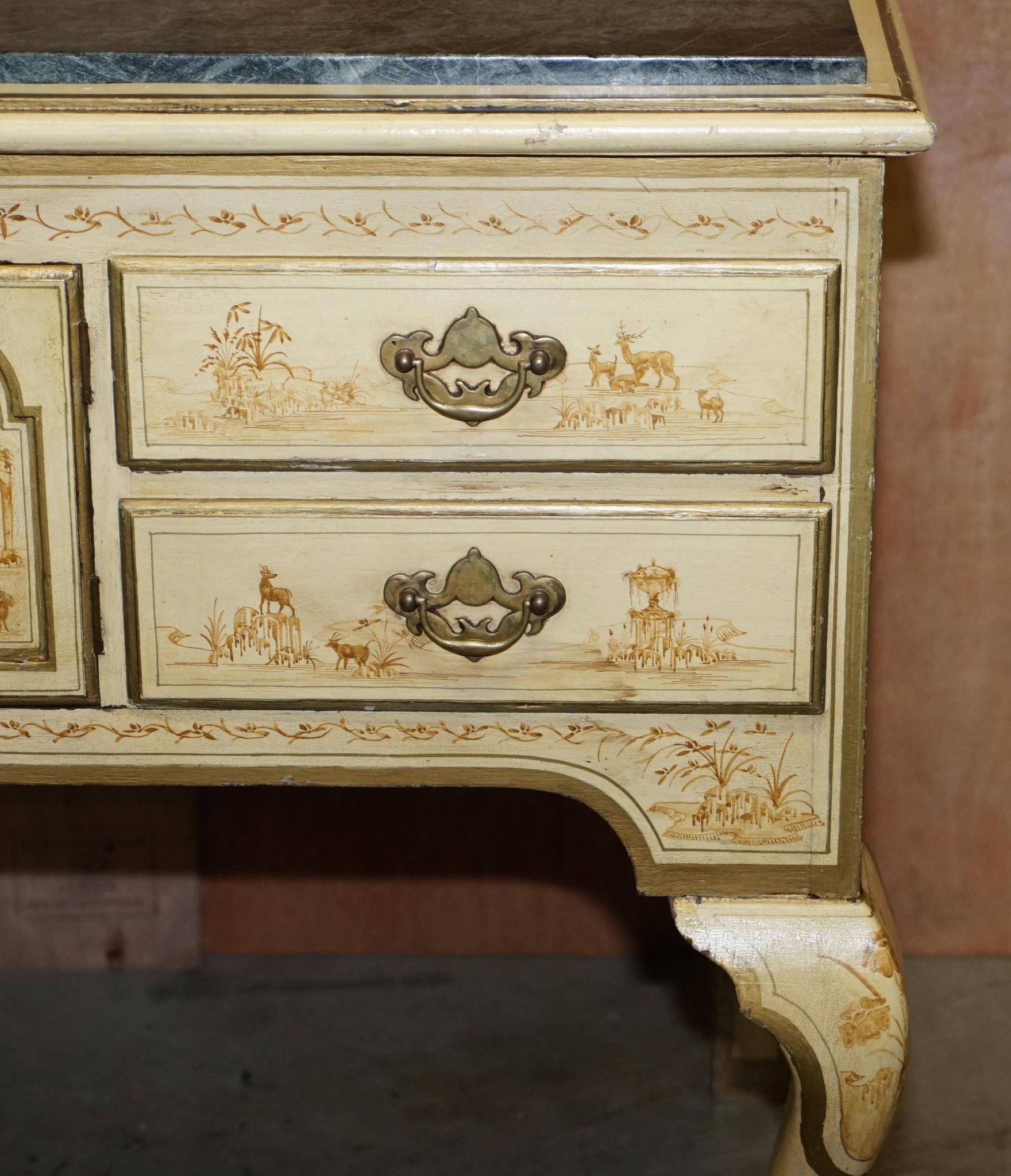 Chinoiserie Buffet with Marble Top in Chippendale Style
