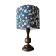 rustic chic wooden lamp, blue floral lampshade
