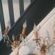 Pair of golden wall lights with vintage glass tassels