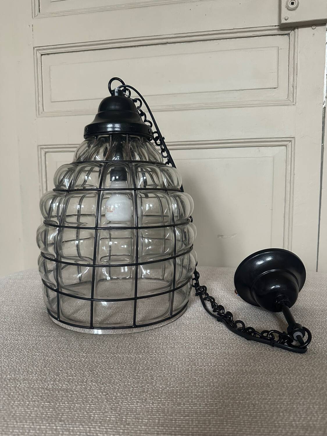 Glass and metal pendant light, Ulysses' garden