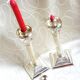 Set of 2 silver metal candle holders, silver metal candle holders