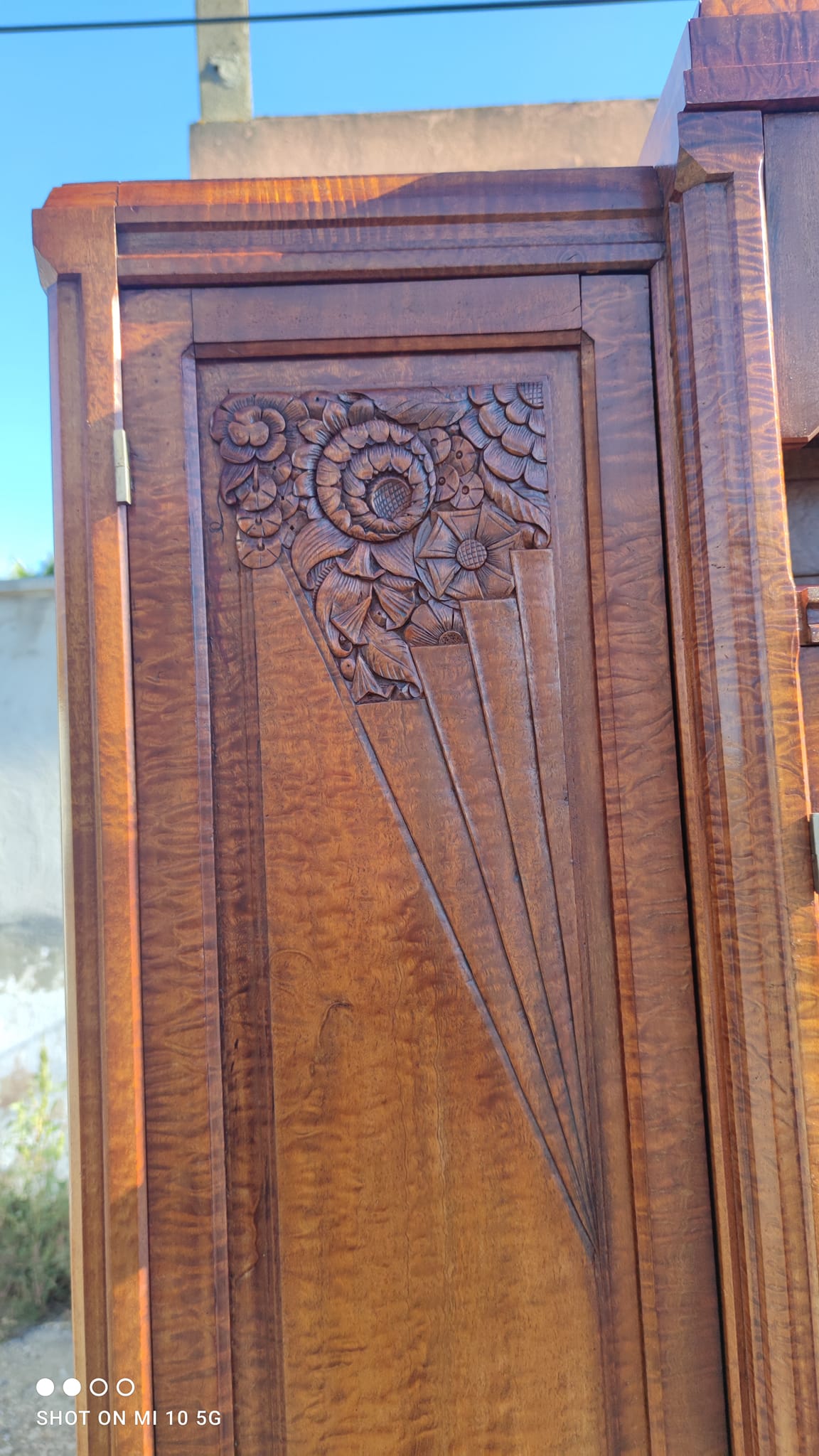 Bibliothèque de bureau 1925 en acajou ondé massif