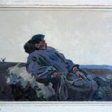 Painting HSP Samouchine (kyiv church) "The Mongol" St Petersburg 1966 Russian