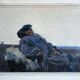Tableau HSP Samouchine (éc. de Kiev) "Le Mongole" St Petersbourg 1966 Russe