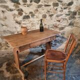 Antique trestle table in oak – France early 20th century – 110 cm