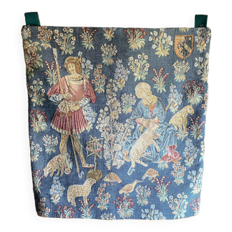 Belgian thousand flower tapestry representing sheep shearing.