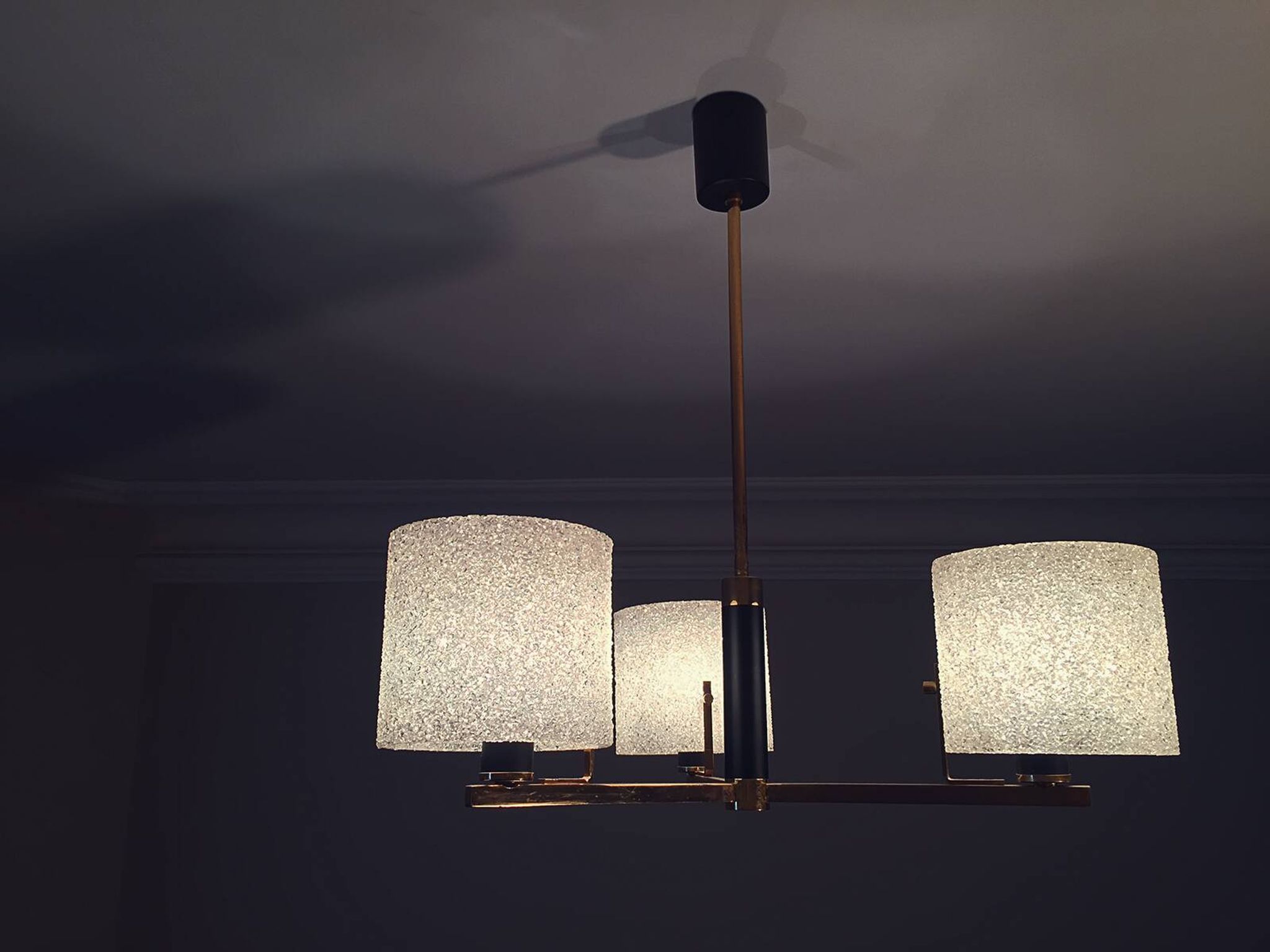 Arlus brass and perspex chandelier 1950