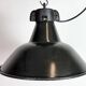 Industrial Black Enamel Factory Lamp with Cast Iron Top, 1950s