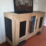 Enfilade 3 portes chêne sablé et chêne noirci année 40