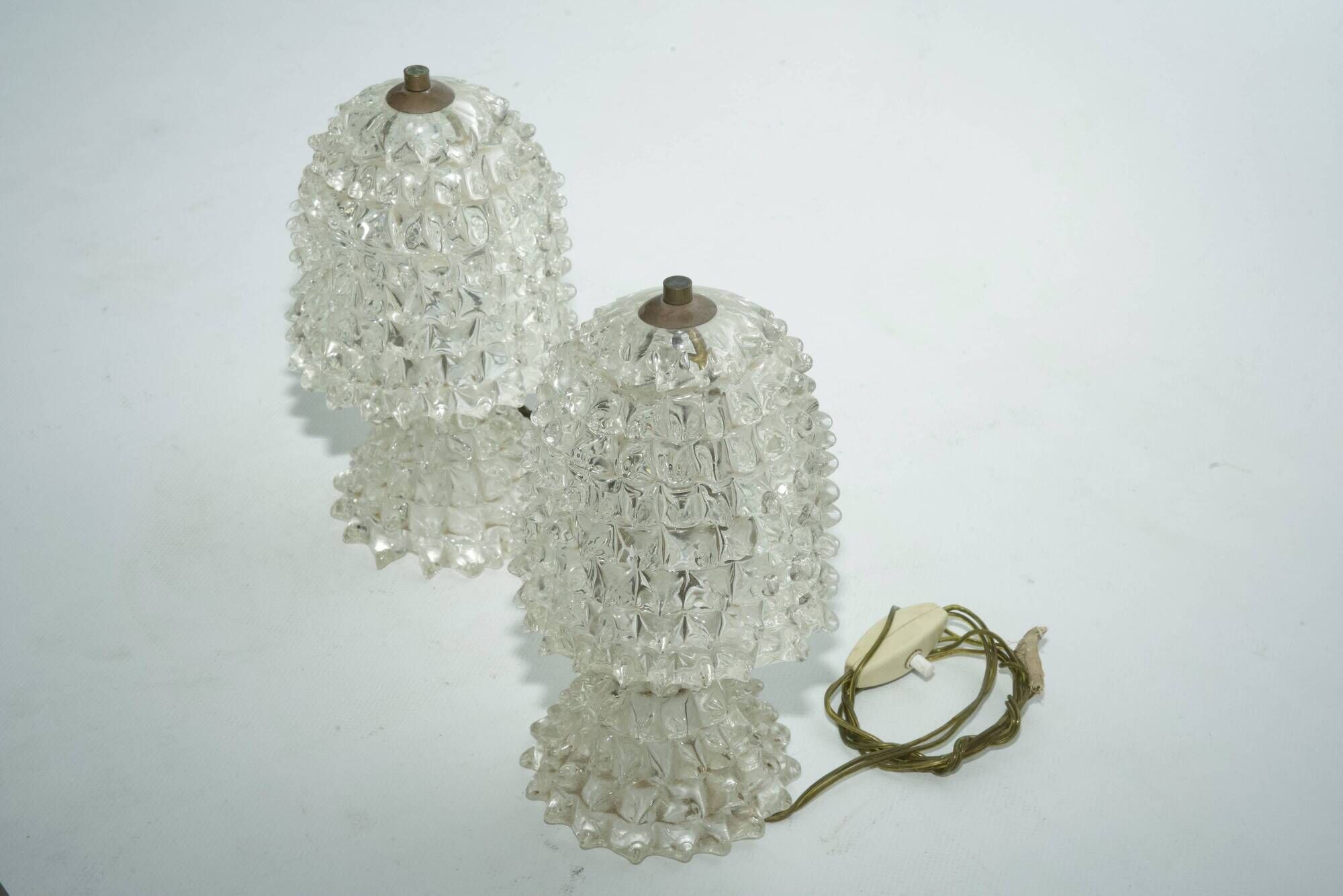 Rare Pair of Ercole Barovier Rostrato table lamps. Italy 1940s