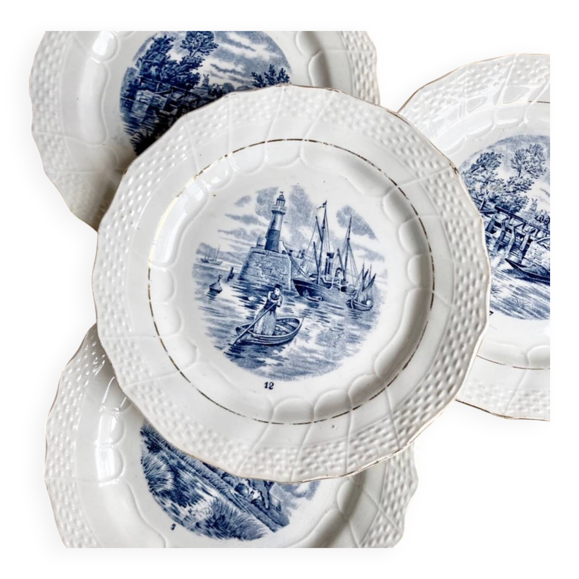Assiettes à dessert porcelaine opaque Delft