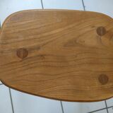 Vintage solid wood stool in brutalist style