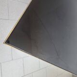 Vintage 1970 coffee table in bronze & glass with goat's foot legs 70s chic