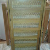 Dresser chest of drawers vintage wood and wicker feet compass