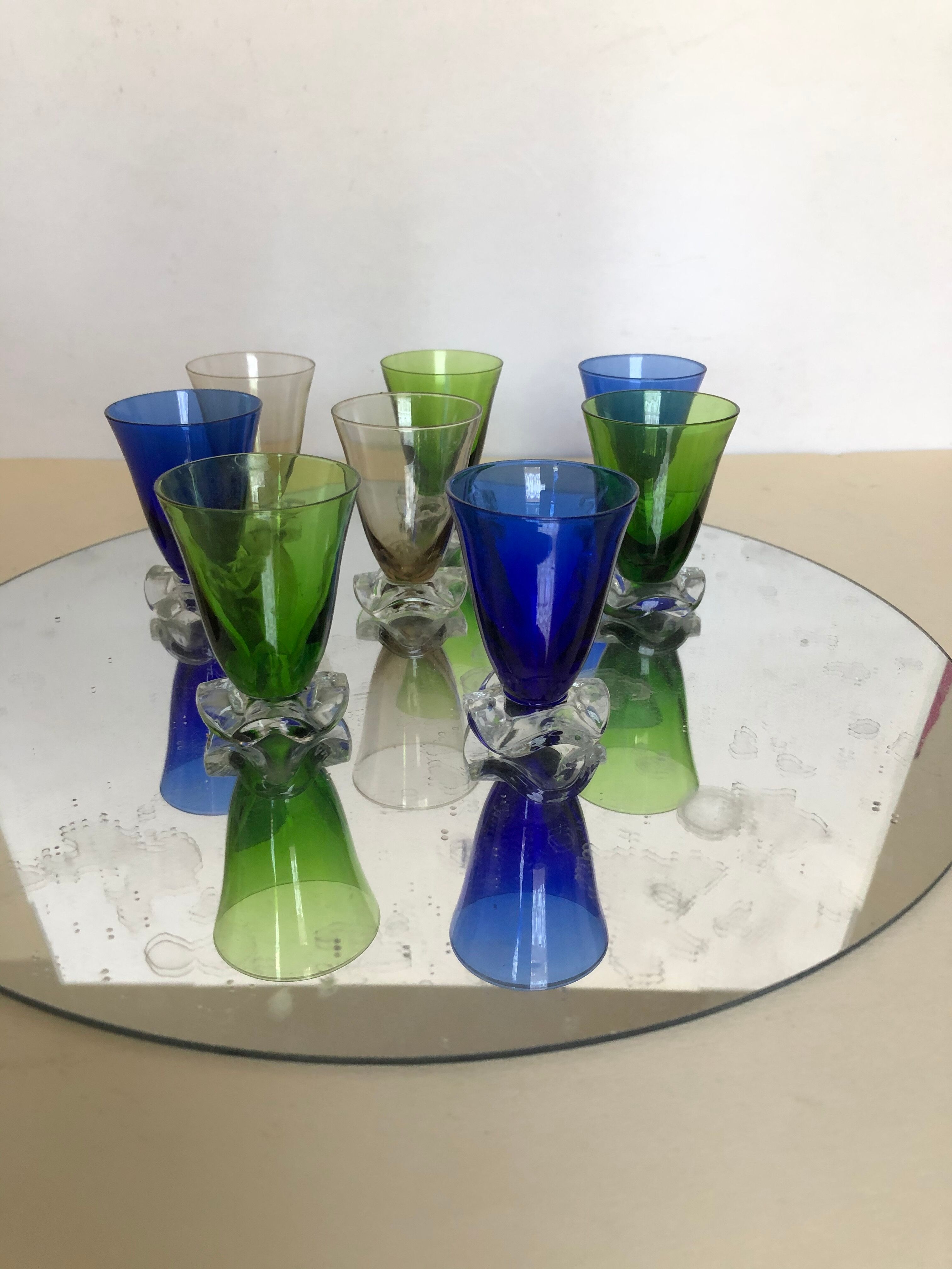 Set of eight liqueur glasses