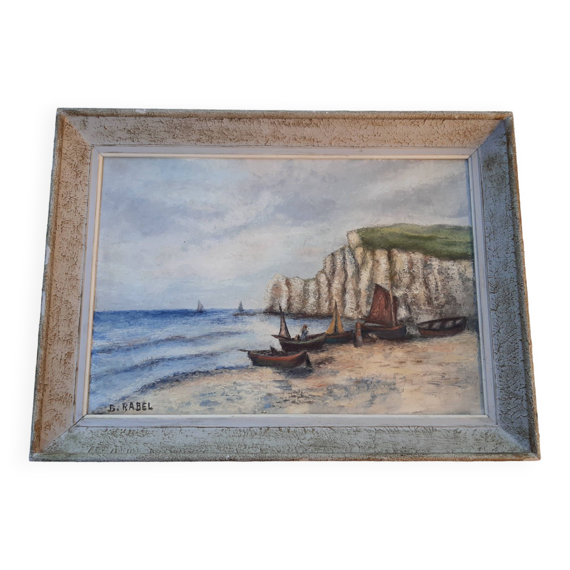 Old painting "Etretat upstream cliff"