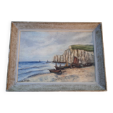 Old painting "Etretat upstream cliff"