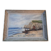 Old painting "Etretat upstream cliff"