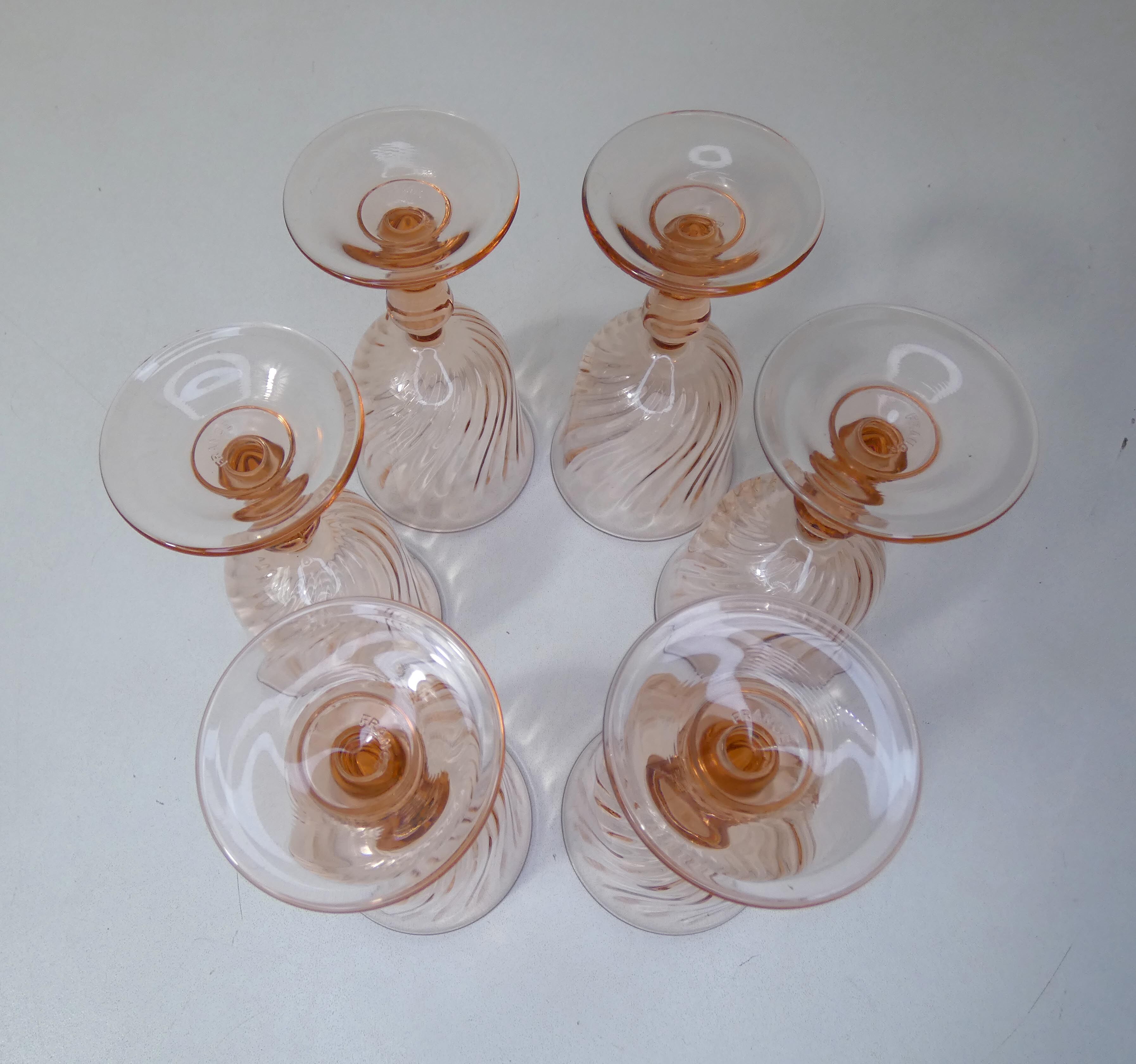 6 rosaline twisted pink foot glasses