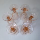 6 verres à pied rose torsadé Rosaline