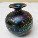 Murano glass ball vase signed Melina