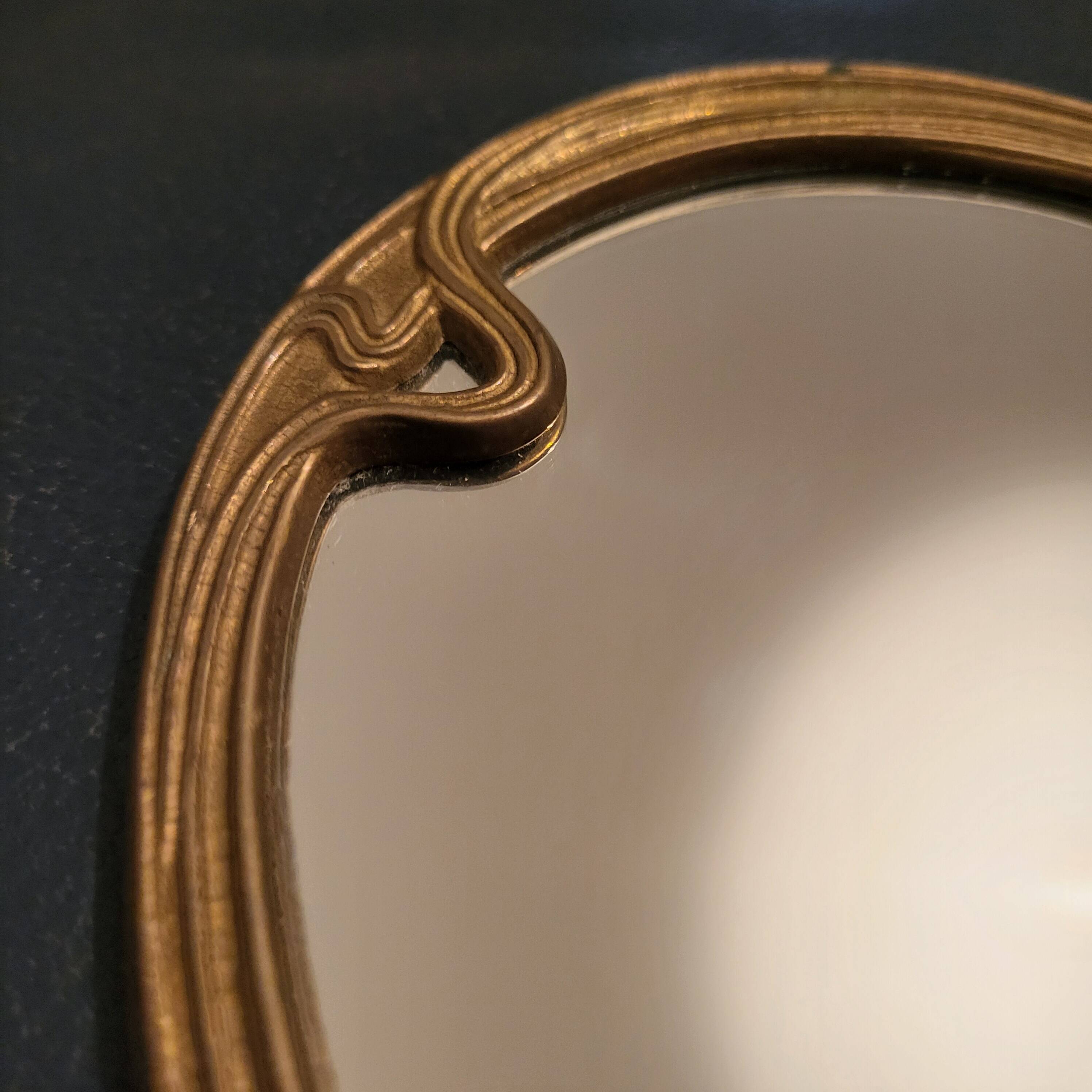 Brass vanity mirror, Art Nouveau style