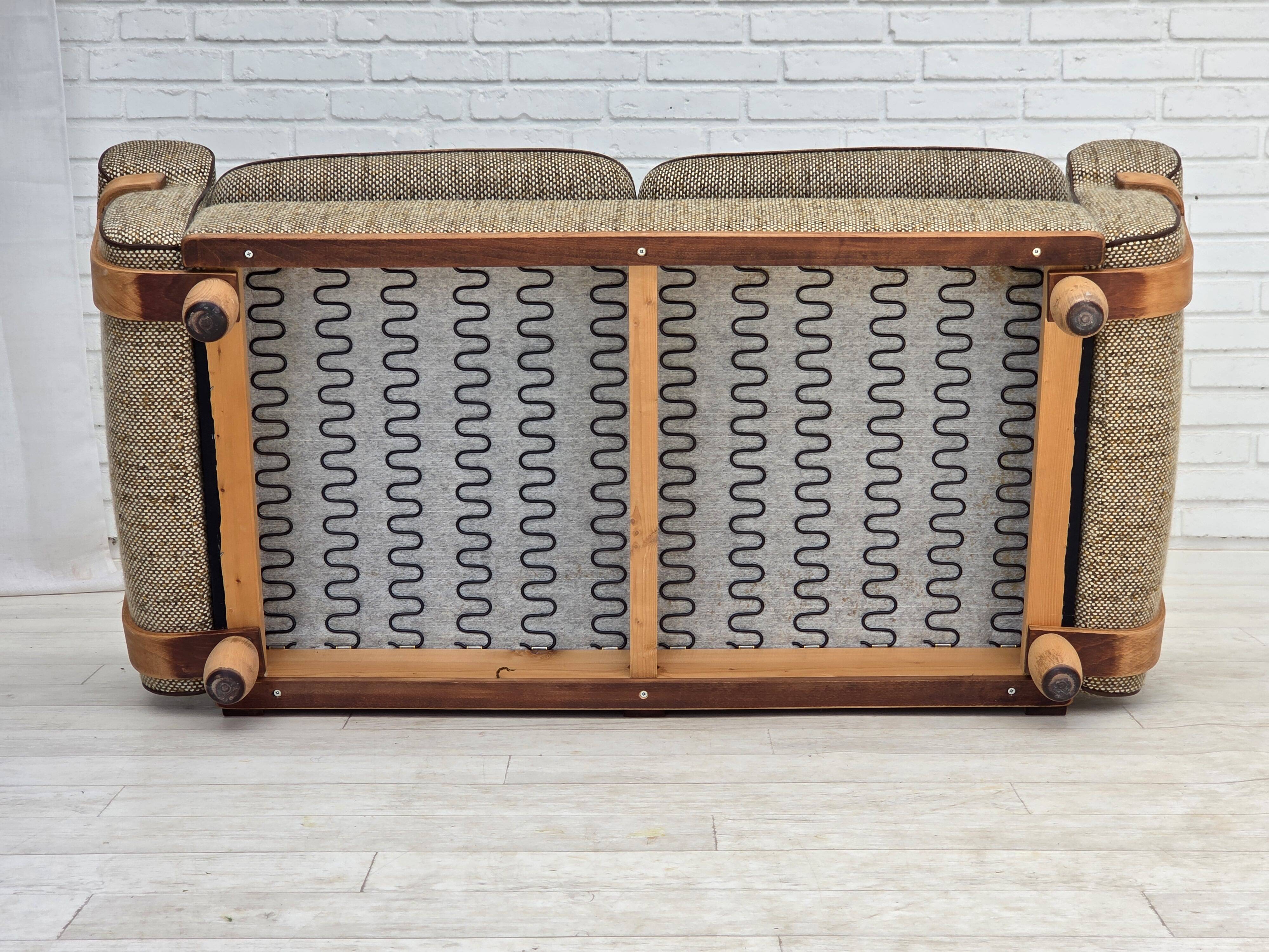 1970s, Danish 2-seater sofa, original condition, furniture wool, bentwood.