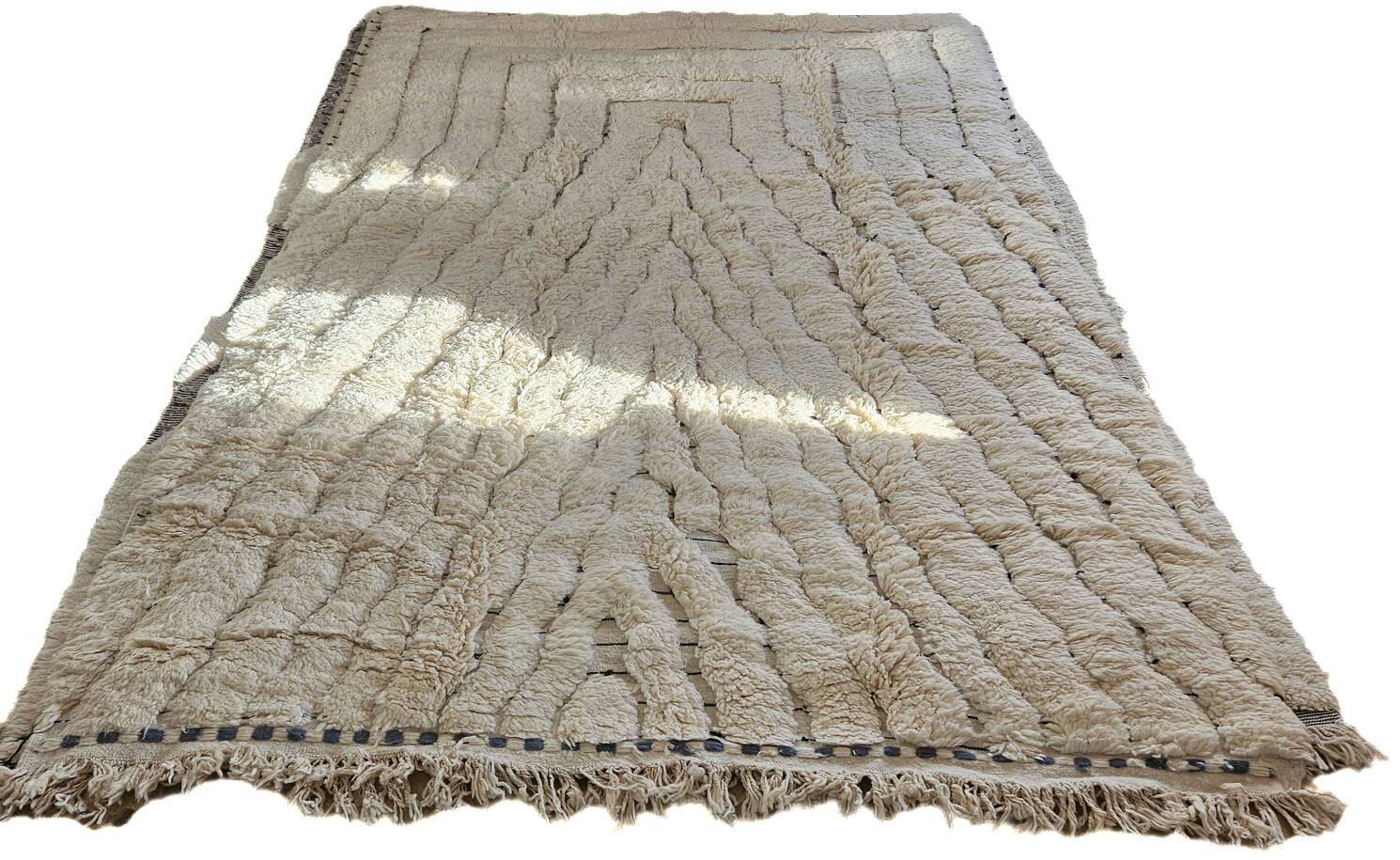 BENI OUARAIN RUG WHITE - MOROCCAN BERBER RUG HANDWOVEN - Thick wool