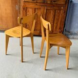Pair of vintage 70's chairs with compass feet