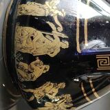 Small cobalt blue collectible greek vase/decor life scenes from greek mythology hand painted in 24c fine gold. 12 x 8 cm
